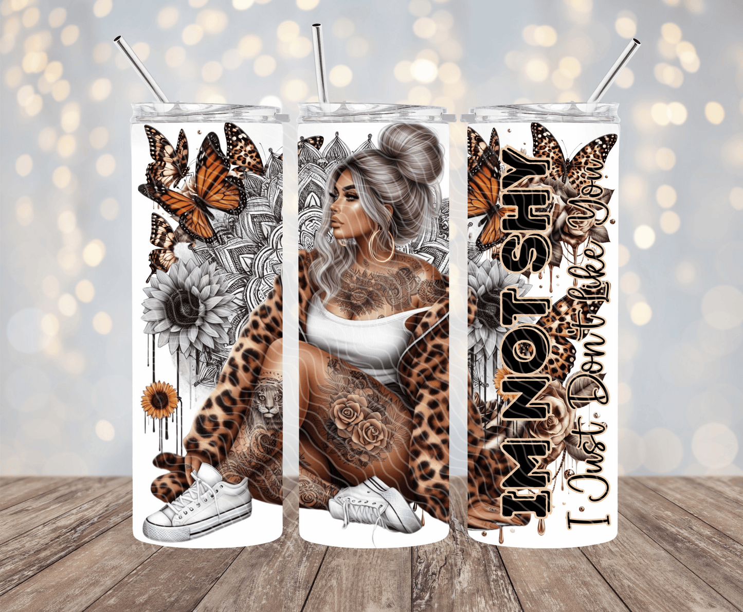 I'm Not Shy Leopard - 20oz Sublimation Tumbler