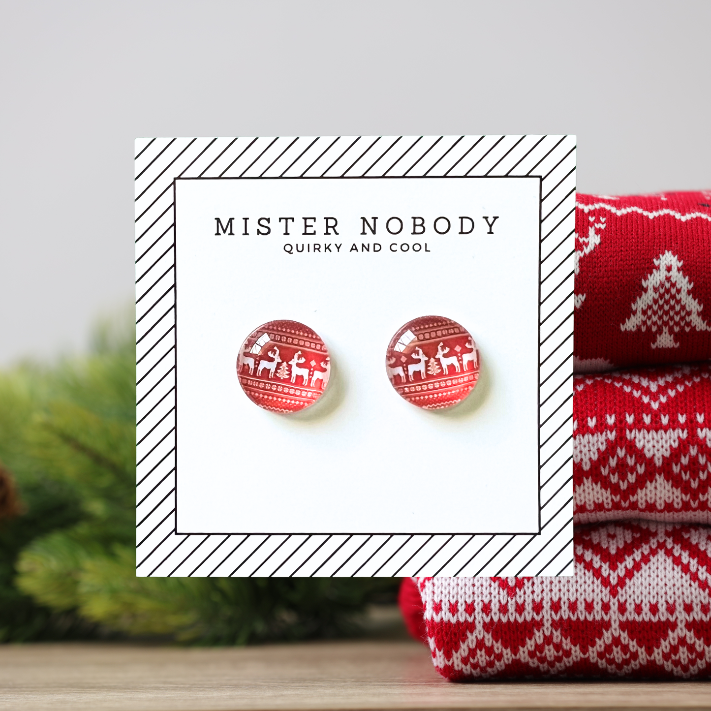 Christmas Print - Stud Earrings