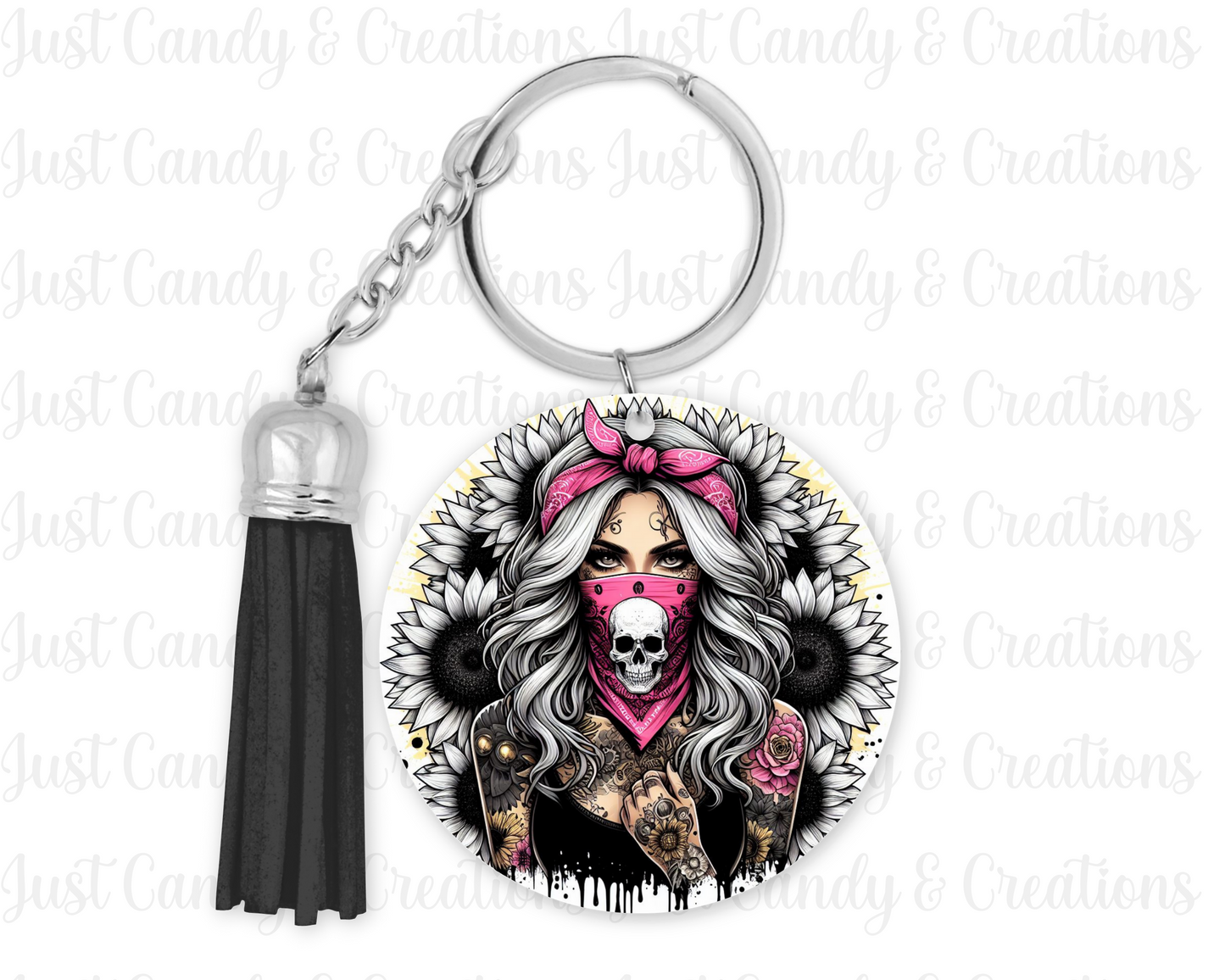 Bandana Girl Pink Keychain Decal