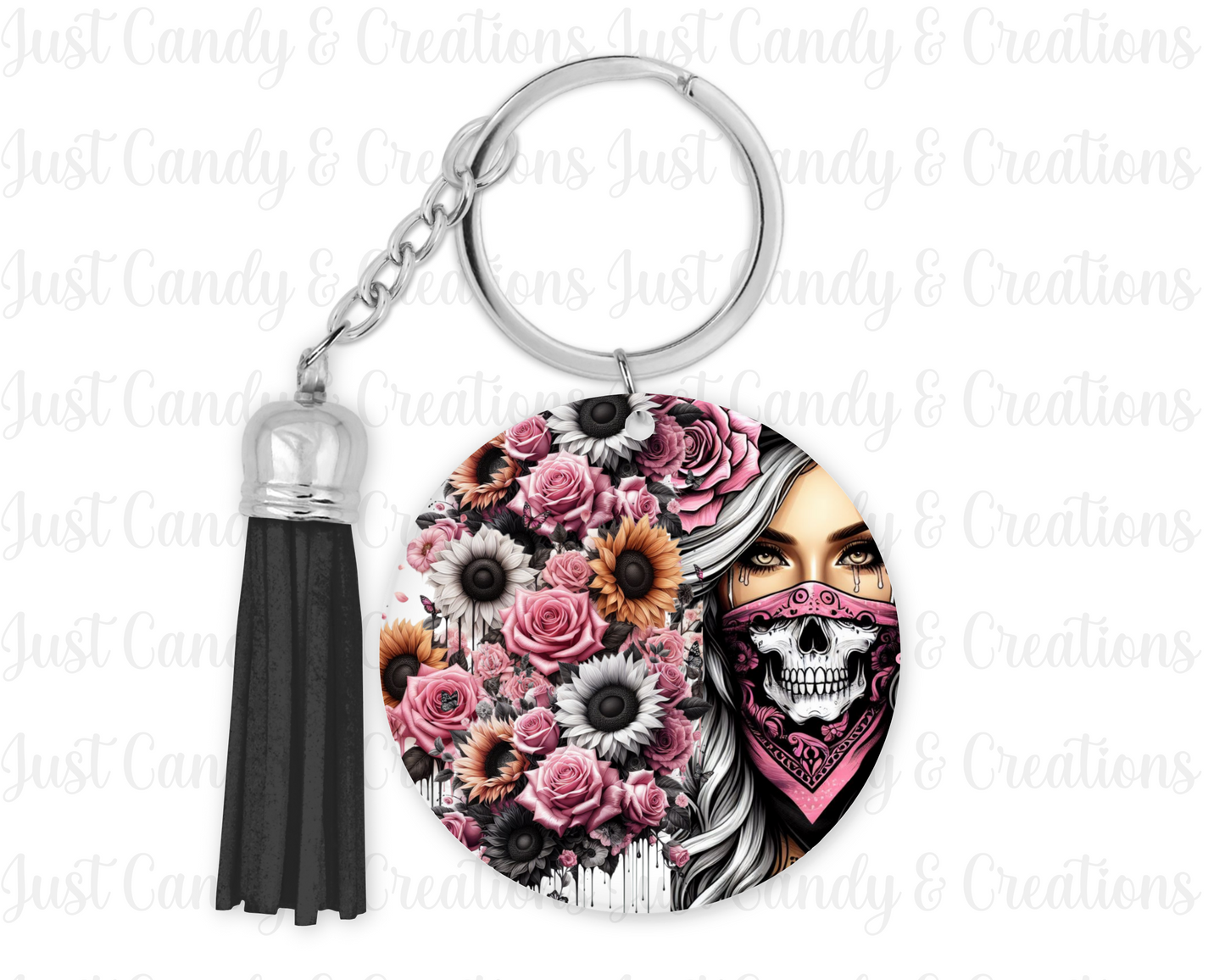 Bandana Girl Floral Keychain Decal