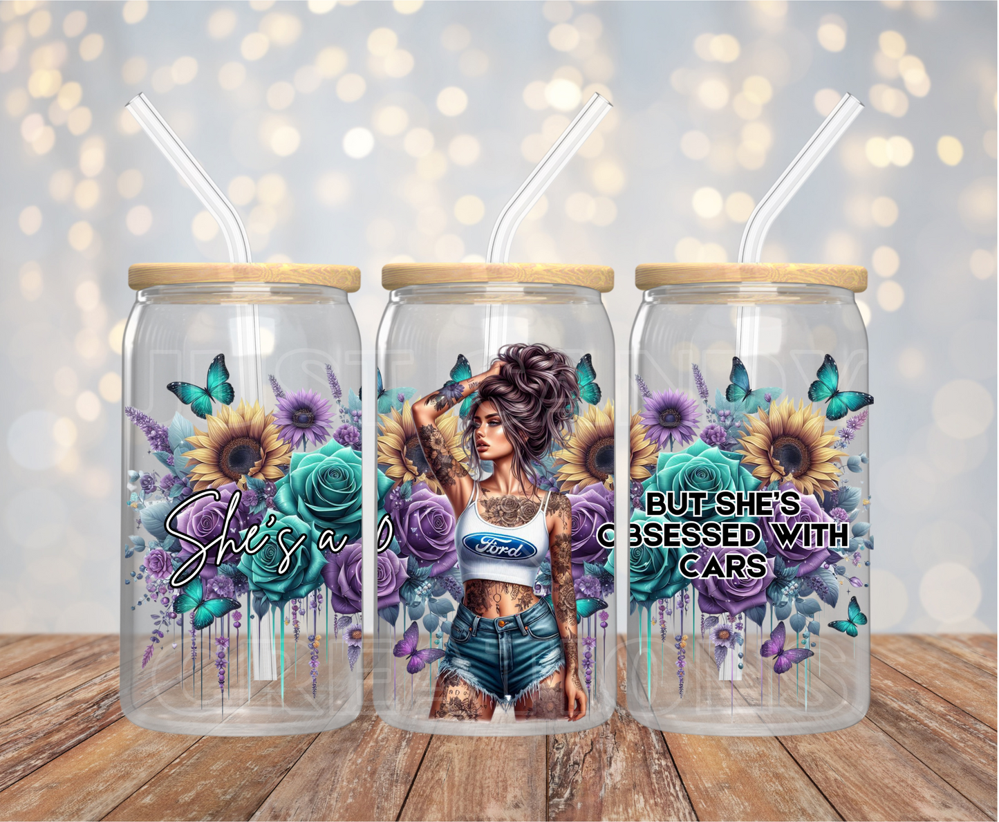She's A 10 But She's Obsessed With Cars (Ford) - 16OZ UV DTF Wrap