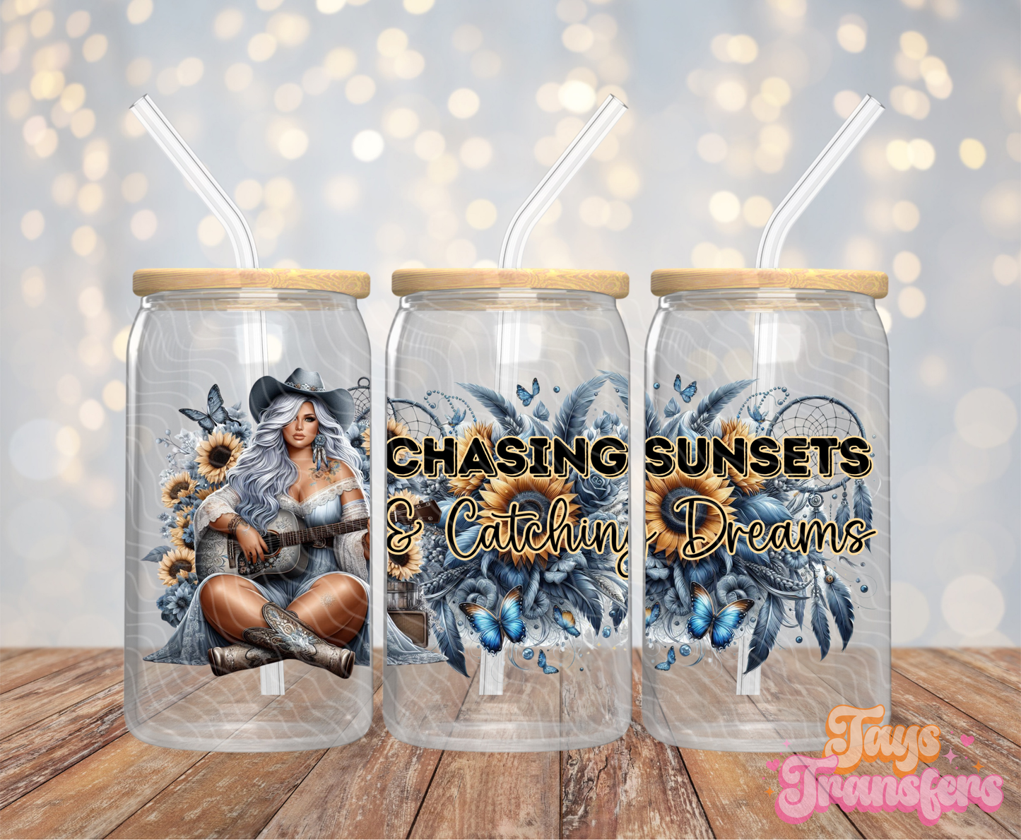 Chasing Sunsets & Catching Dreams - 16OZ UV DTF Wrap