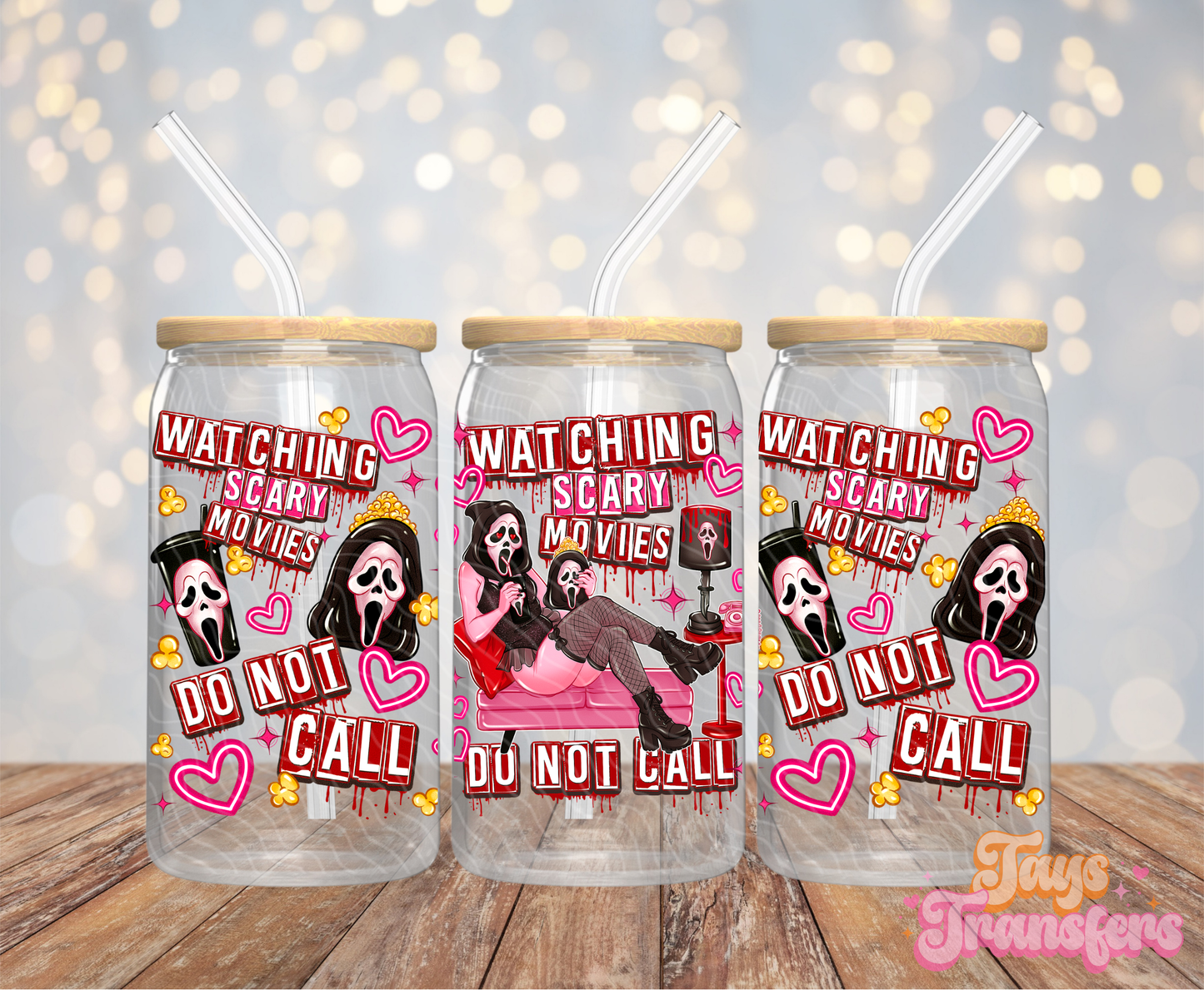 Watching Scary Movies - 16OZ UV DTF Wrap