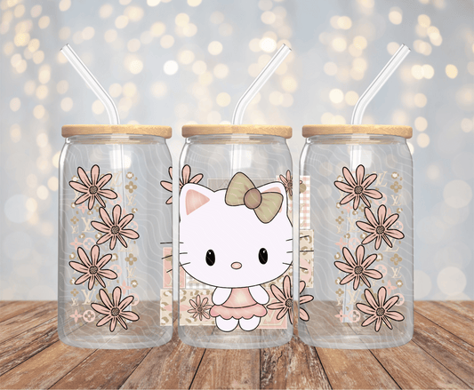 Kitty Floral - 16OZ UV DTF Wrap