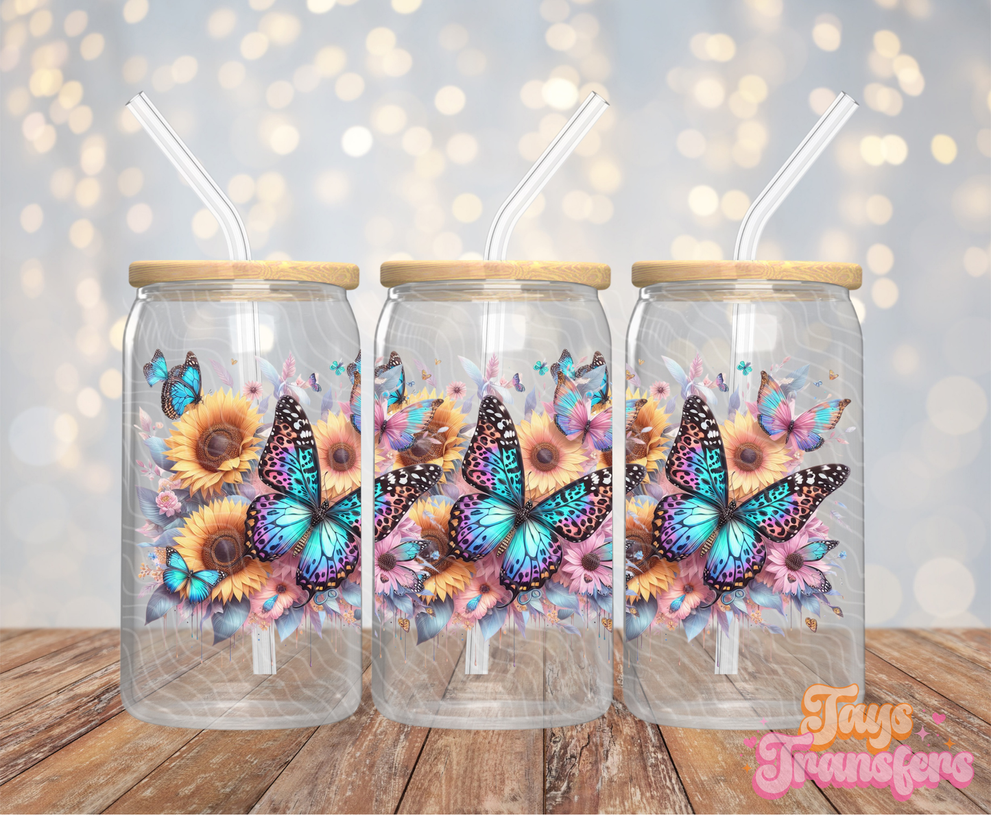 Rainbow Butterflies - 16OZ UV DTF Wrap