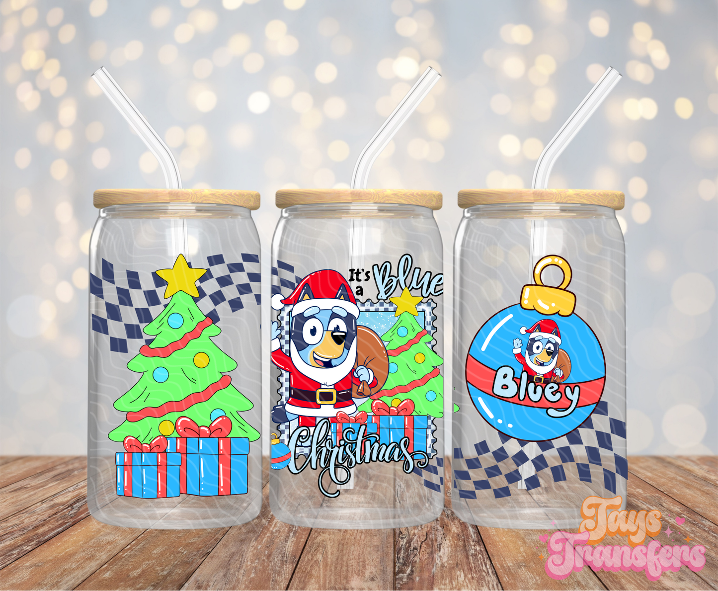 Blue Dog Christmas - 16OZ UV DTF Wrap