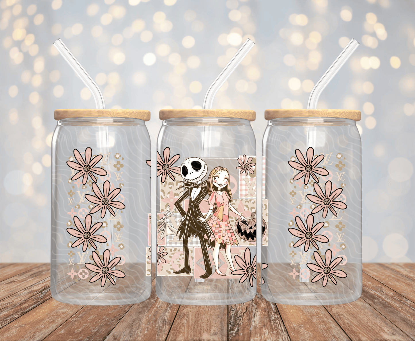 Jack & Sally Floral - 16OZ UV DTF Wrap
