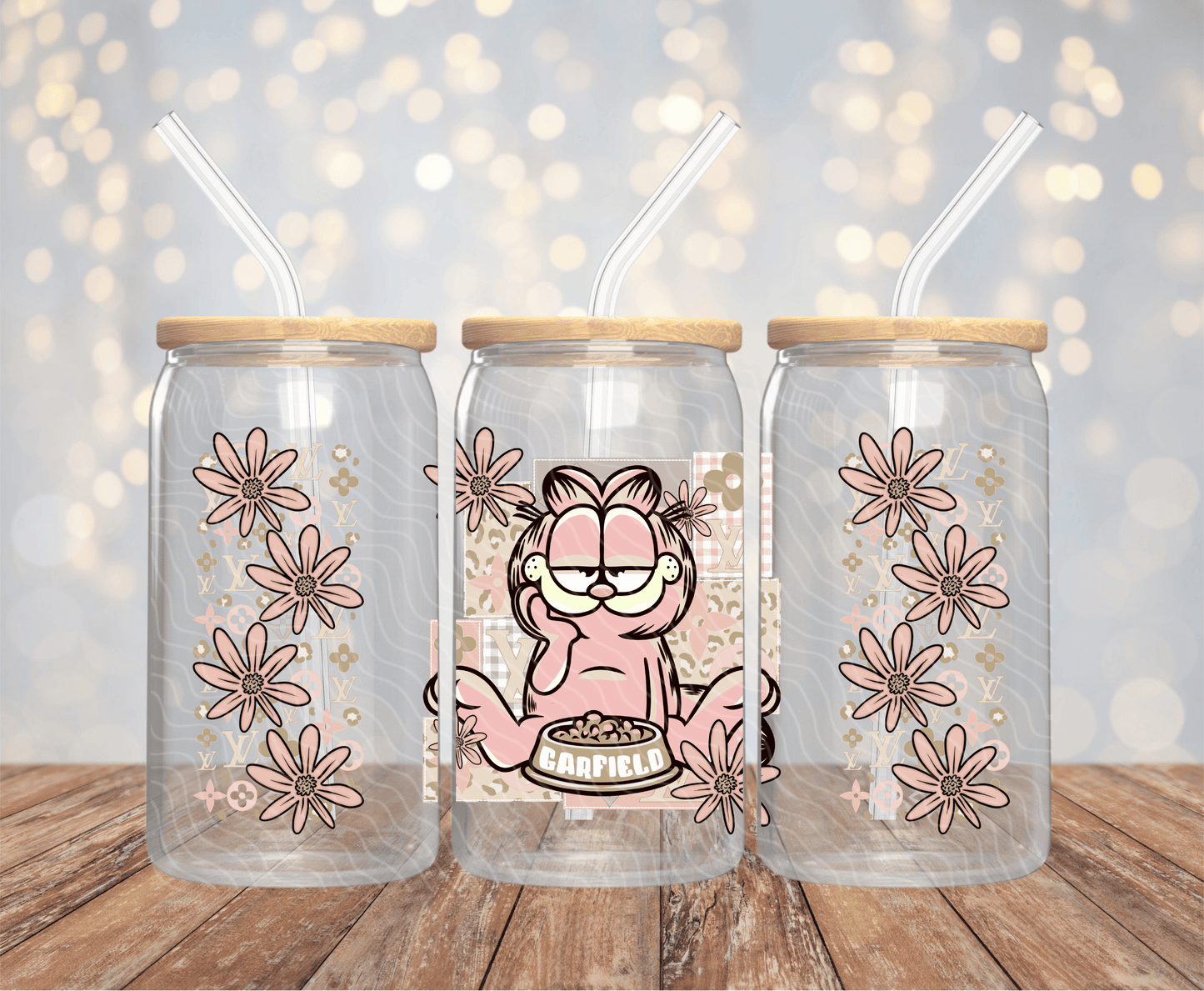 Orange Cat Floral - 16OZ UV DTF Wrap