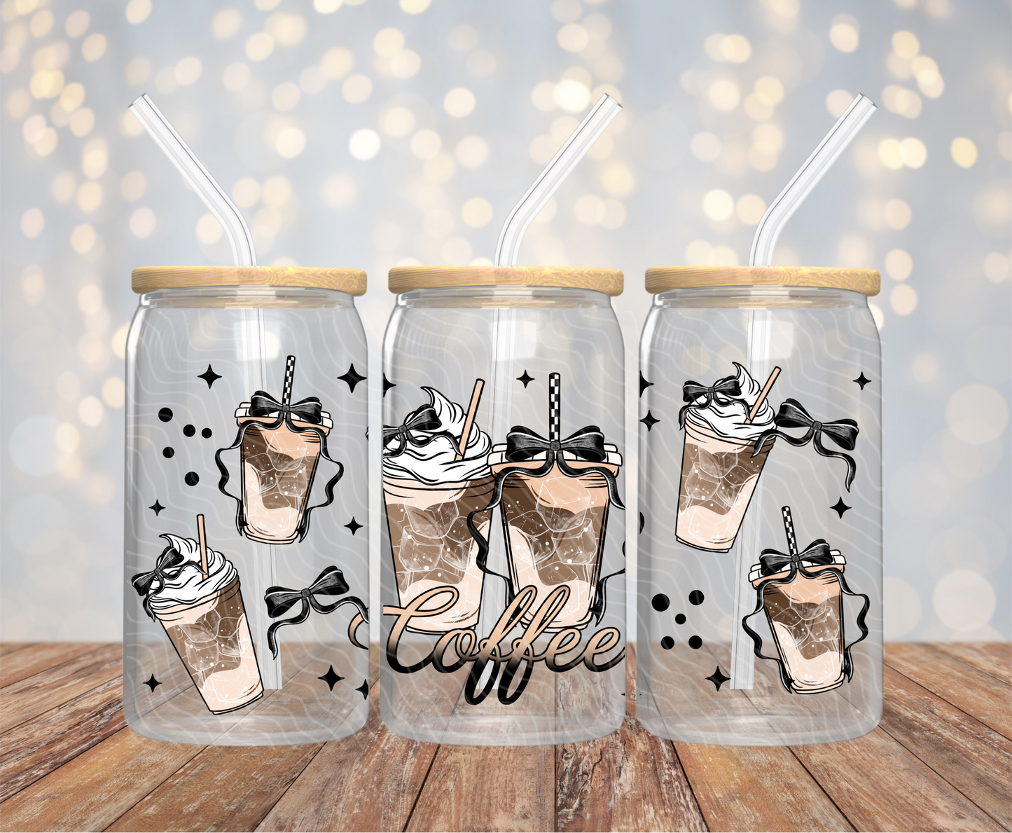 Black Coffee Bows - 16OZ UV DTF Wrap