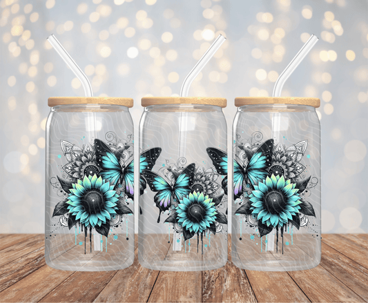 Green Butterflies Flowers - 16OZ UV DTF Wrap