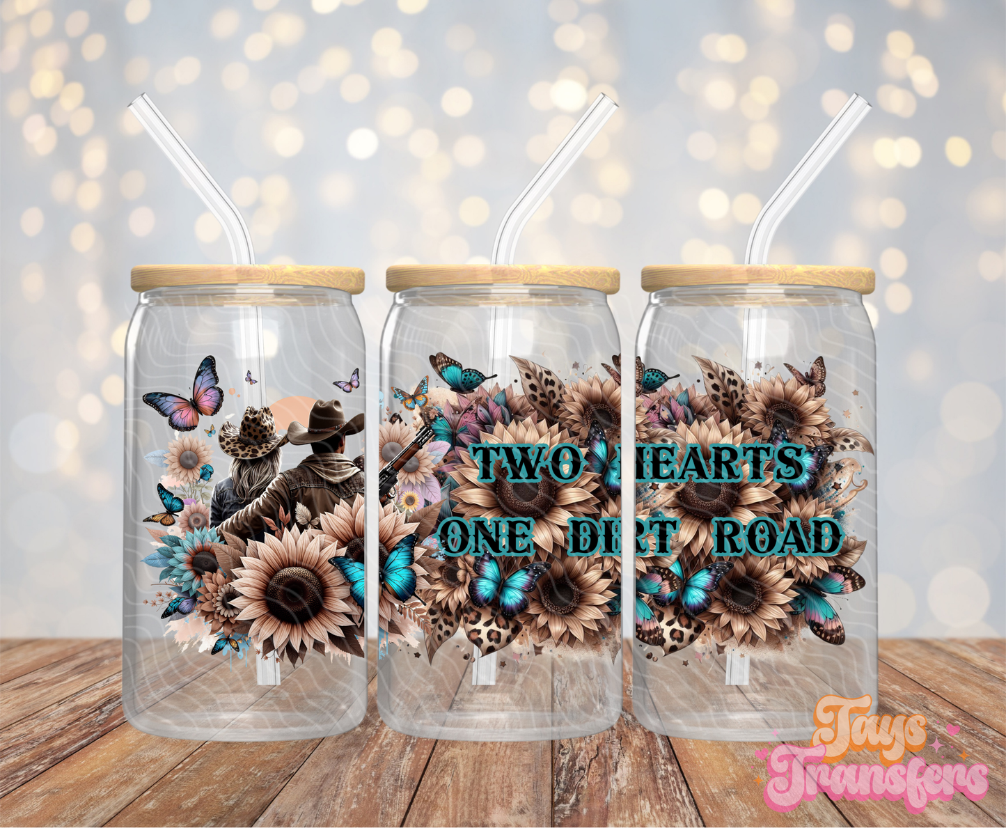 Two Hearts, One Dirt Road - 16OZ UV DTF Wrap