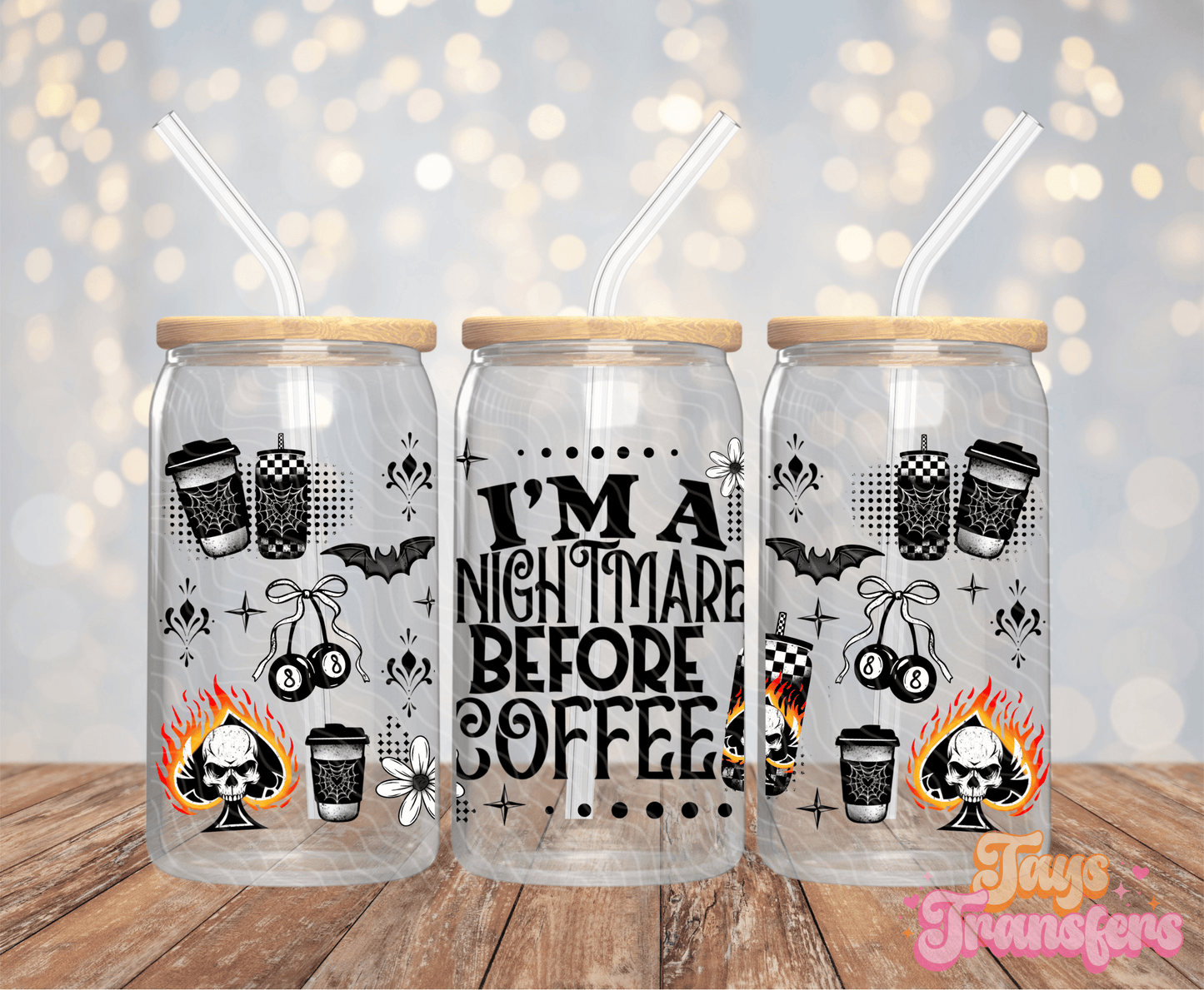 Nightmare Before Coffee - 16OZ UV DTF Wrap