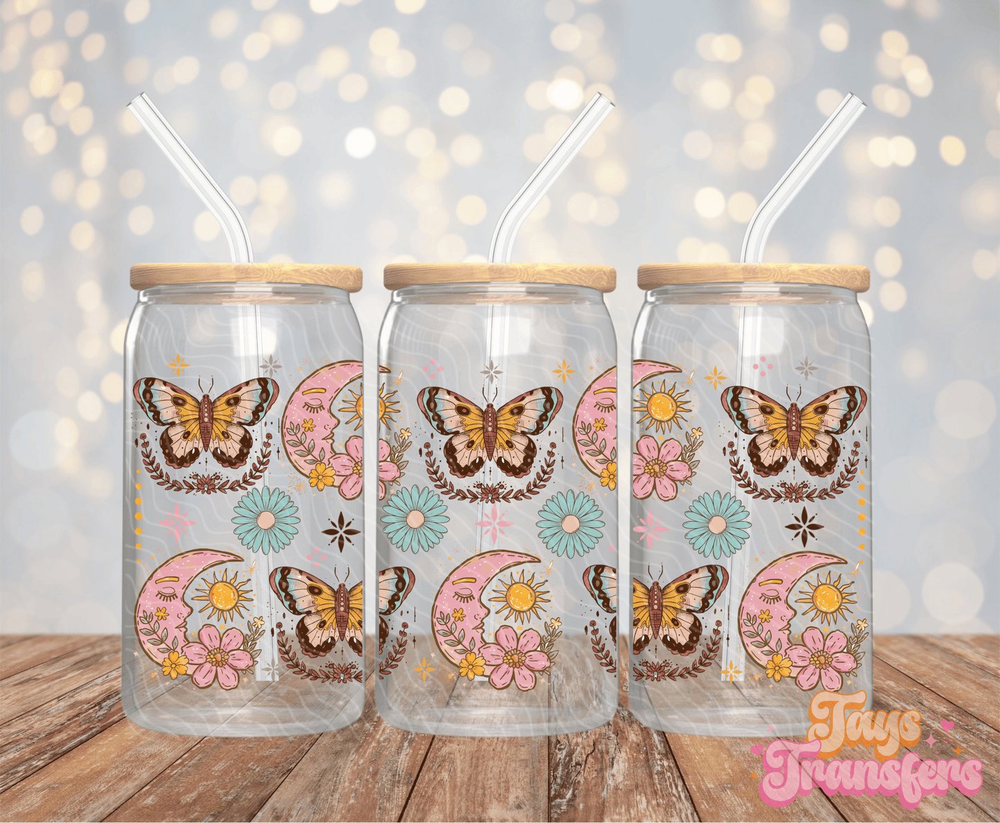 Boho Moons & Butterflies - 16OZ UV DTF Wrap
