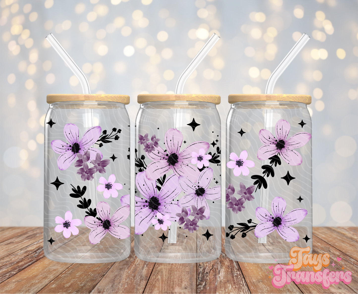 Purple Flowers - 16OZ UV DTF Wrap