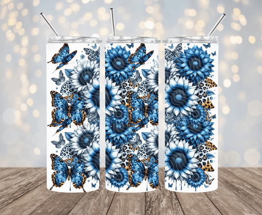 Blue Floral - 20oz Sublimation Tumbler