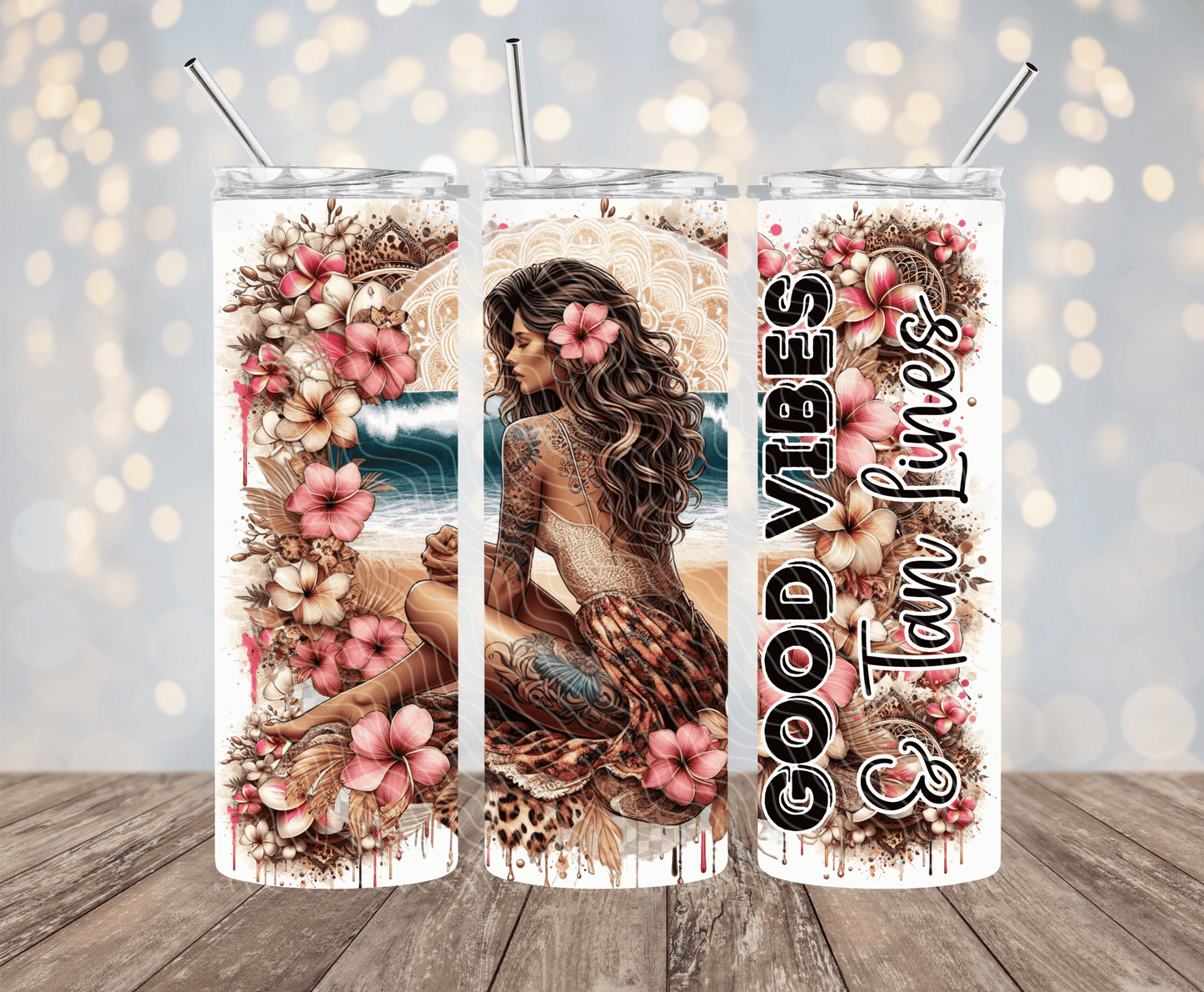 Good Vibes & Tan Lines - 20oz Sublimation Tumbler