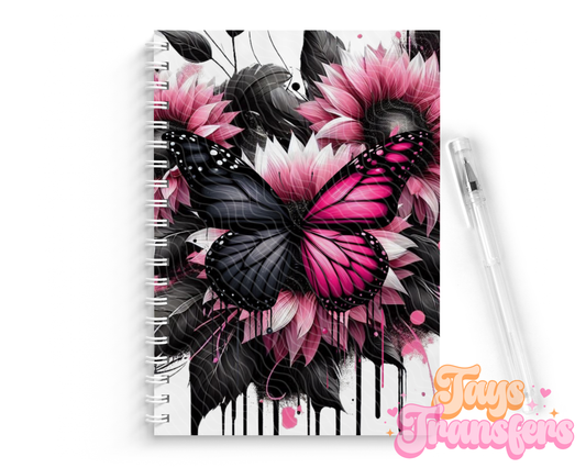 Pink/Black Butterfly - A5 Decal