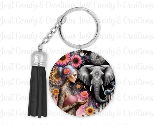 Girl & Elephant Keychain Decal