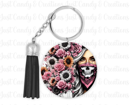 Bandana Girl Floral Keychain Decal