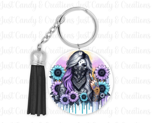 Girl Bandana Floral Keychain Decal