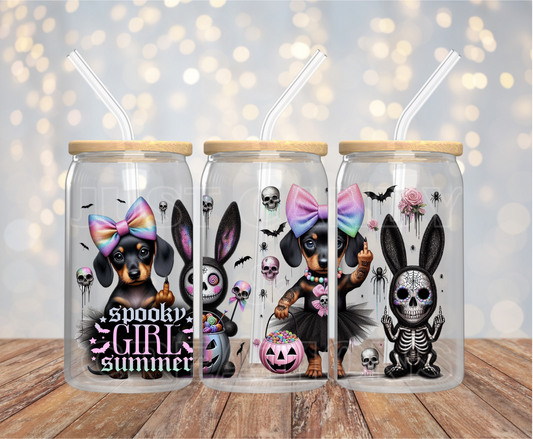 Spooky Girl Summer Dachshund 16OZ UV DTF Wrap