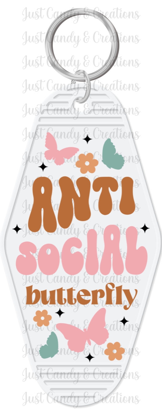 Anti Social Butterfly Motel Keychain Decal