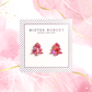 Pink & Red Glitter Christmas Tree - Stud Earrings