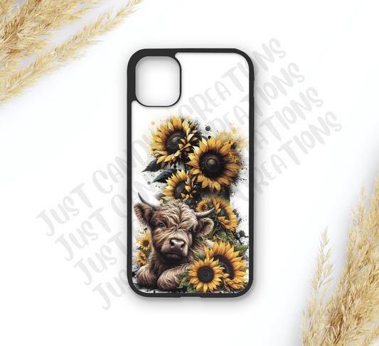 Highland Cow Sunflower Phone Case
