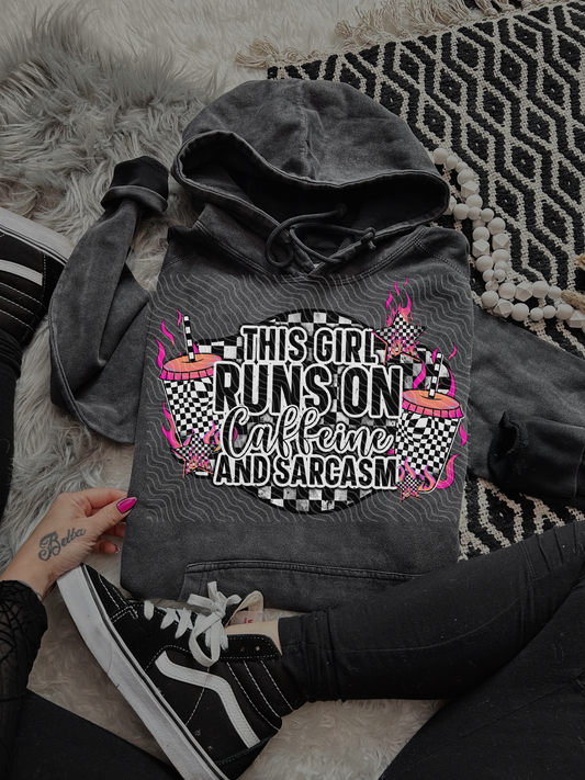 This Girl Runs On Caffeine & Sarcasm -  DTF Transfer