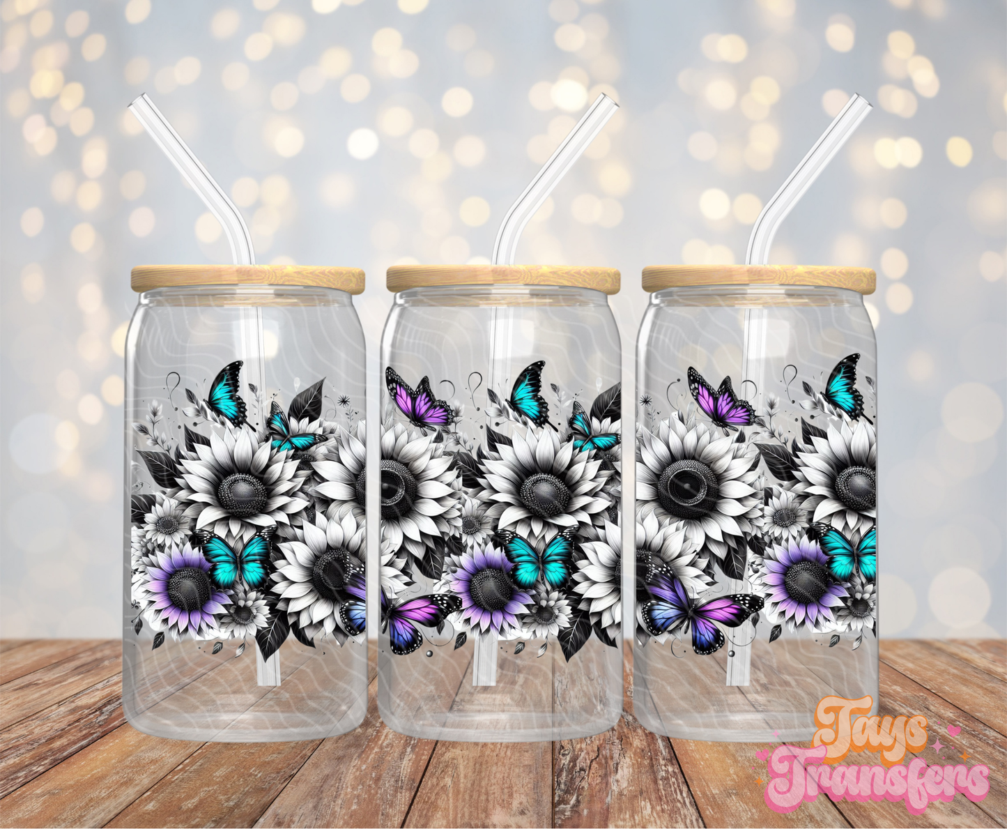 White Sunflowers - 16OZ UV DTF Wrap