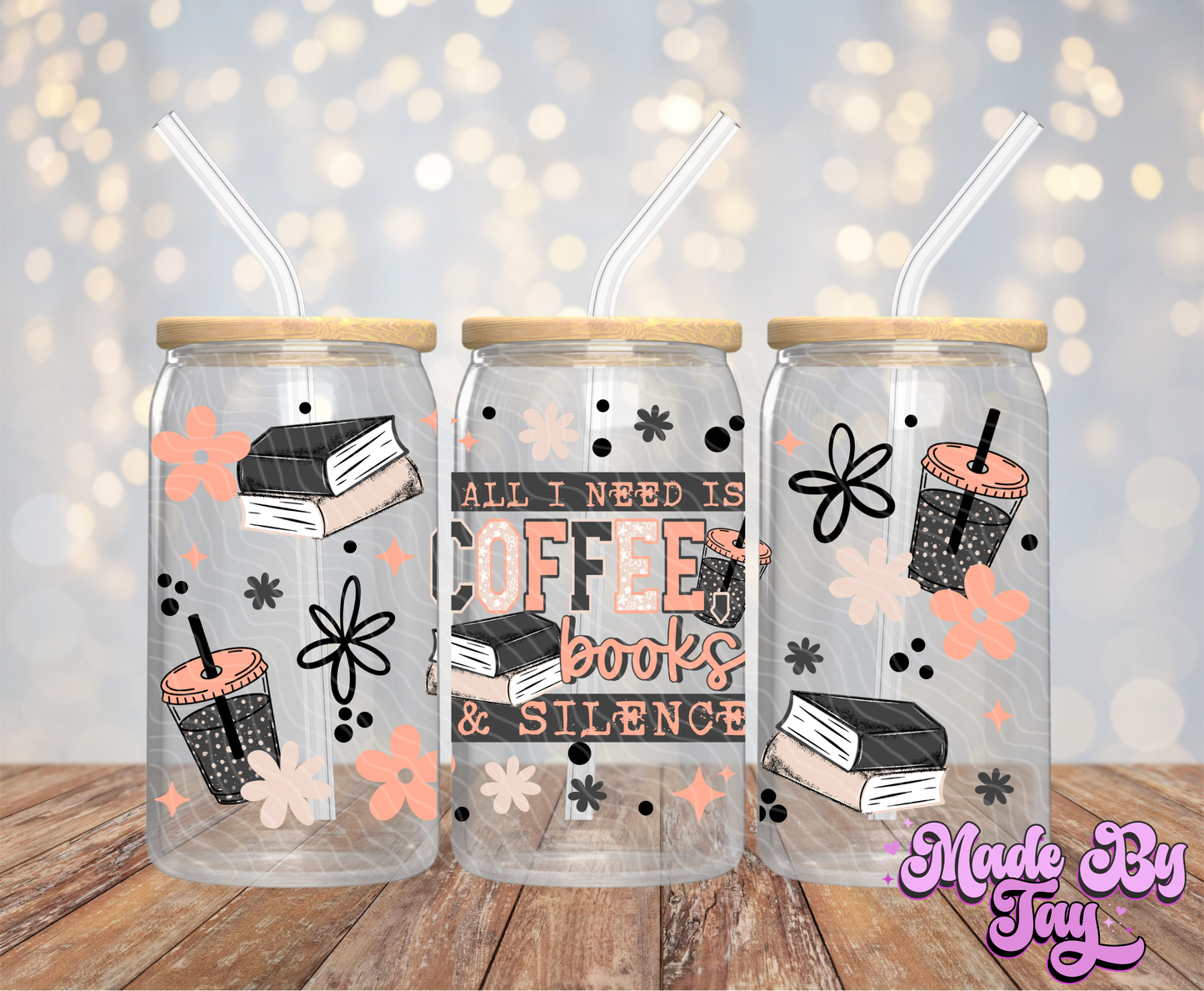 Coffee Books Silence - 16OZ UV DTF Wrap