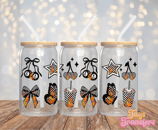 Checkered Flames - 16OZ UV DTF Wrap