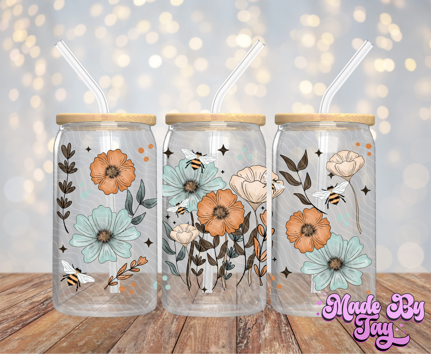 Bee Floral - 16OZ UV DTF Wrap