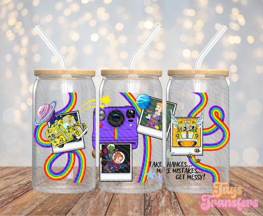 School Bus Polaroid - 16OZ UV DTF Wrap