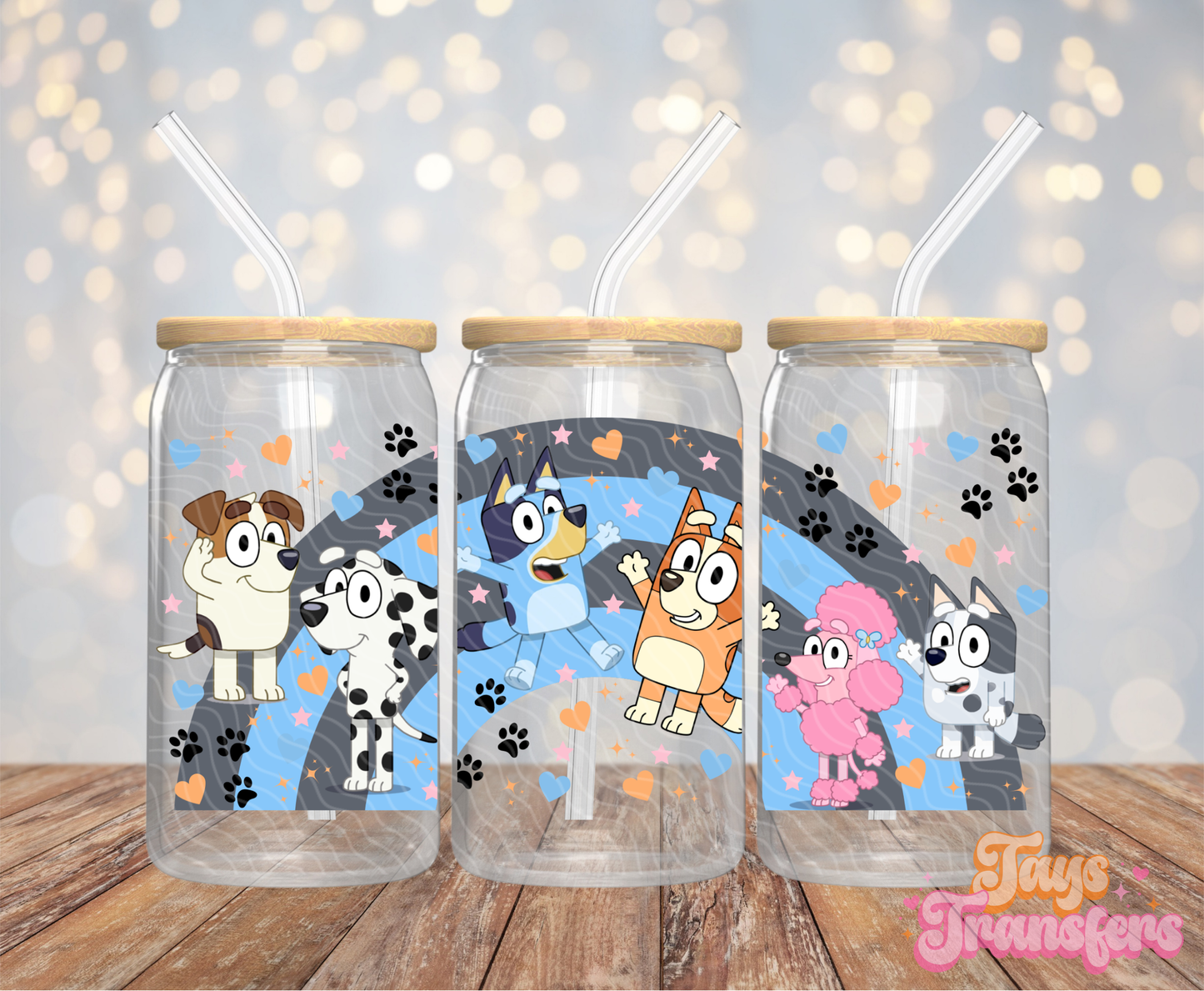 Blue Dog Rainbow - 16OZ UV DTF Wrap