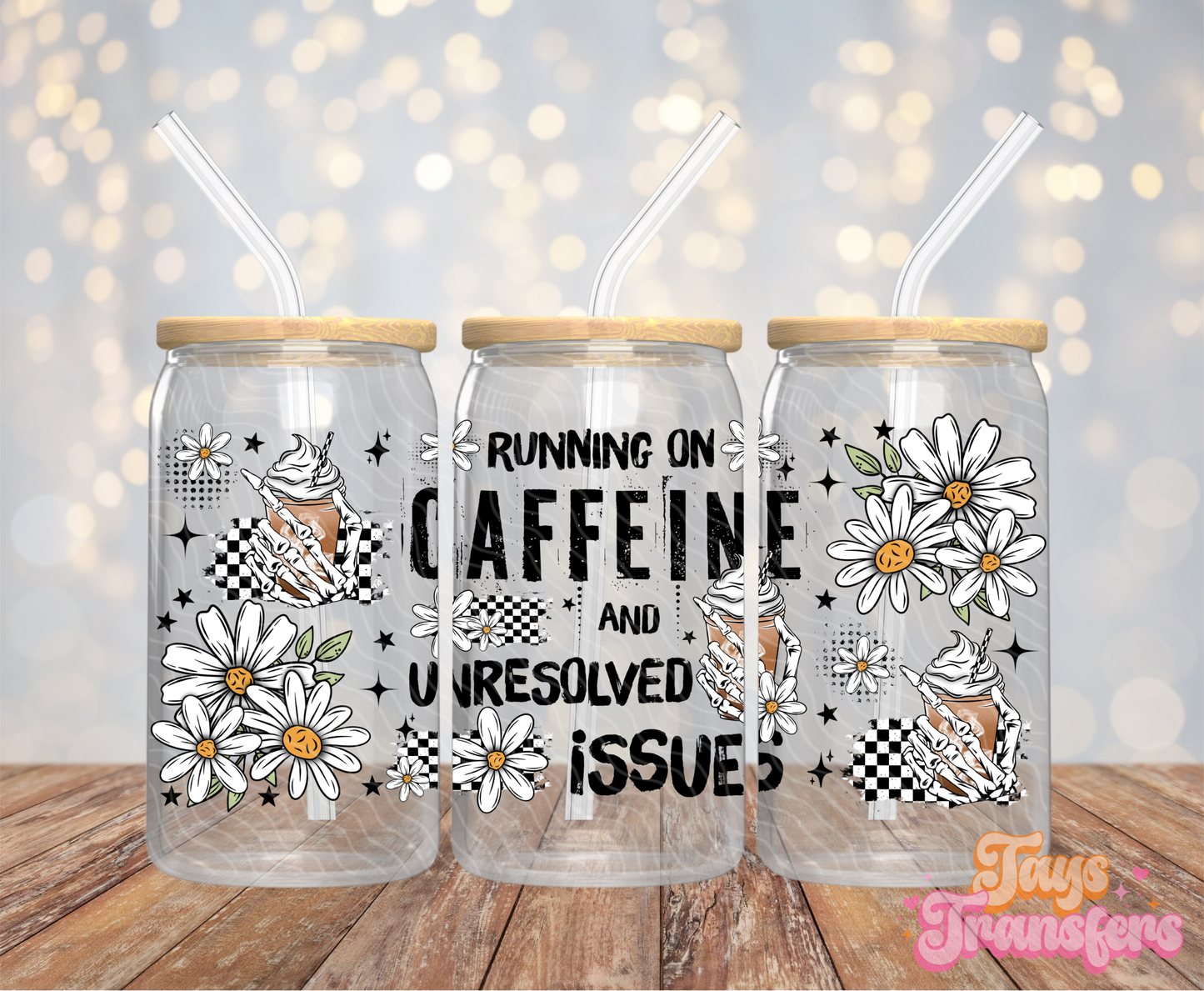Running On Caffeine - 16OZ UV DTF Wrap