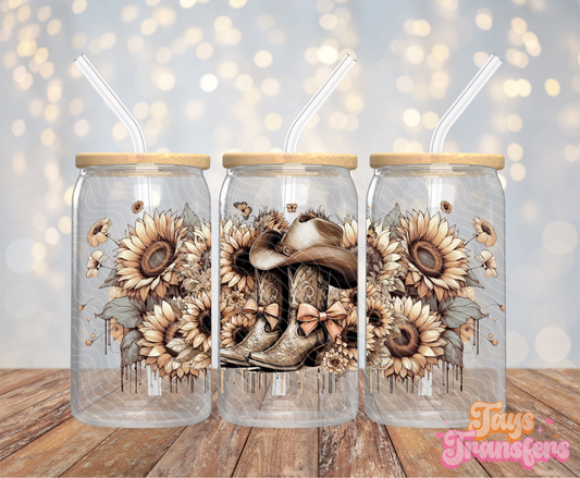Cowboy Boots & Hat - 16OZ UV DTF Wrap