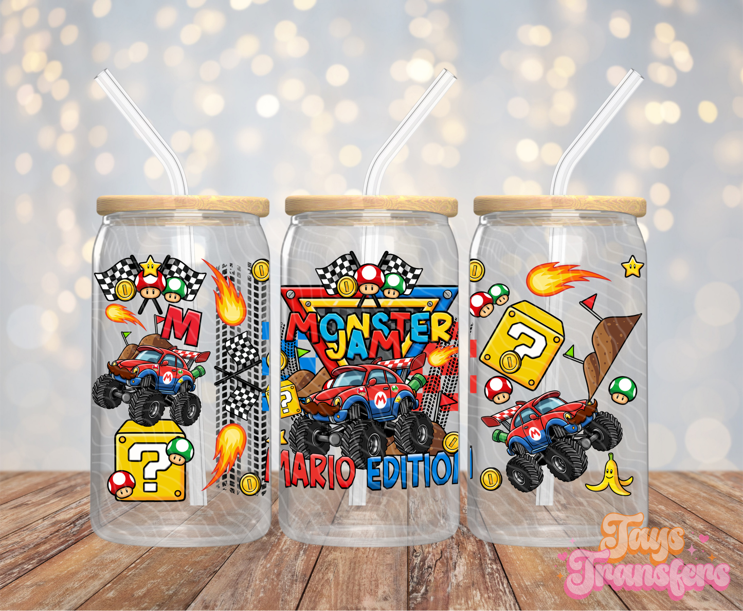 Monster Trucks Mar_o - 16OZ UV DTF Wrap