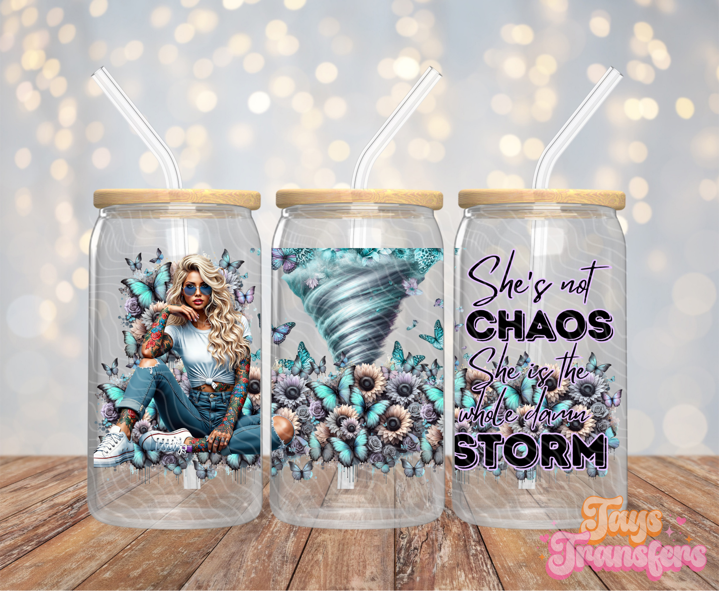 She's Not Chaos - 16OZ UV DTF Wrap